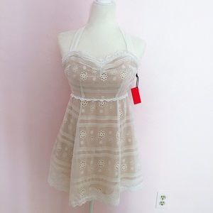 Forever 21 tie neck halter sundress eyelet lace